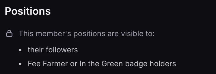 A profile's Positions section showing who the positions are visible to