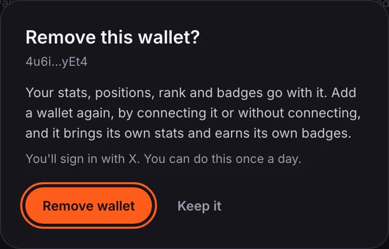Remove this wallet? confirmation with Remove wallet outlined