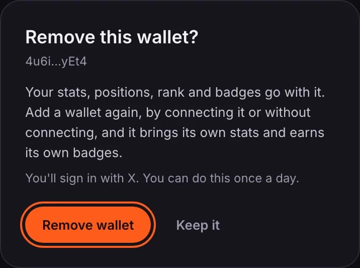 Remove this wallet? confirmation with Remove wallet outlined
